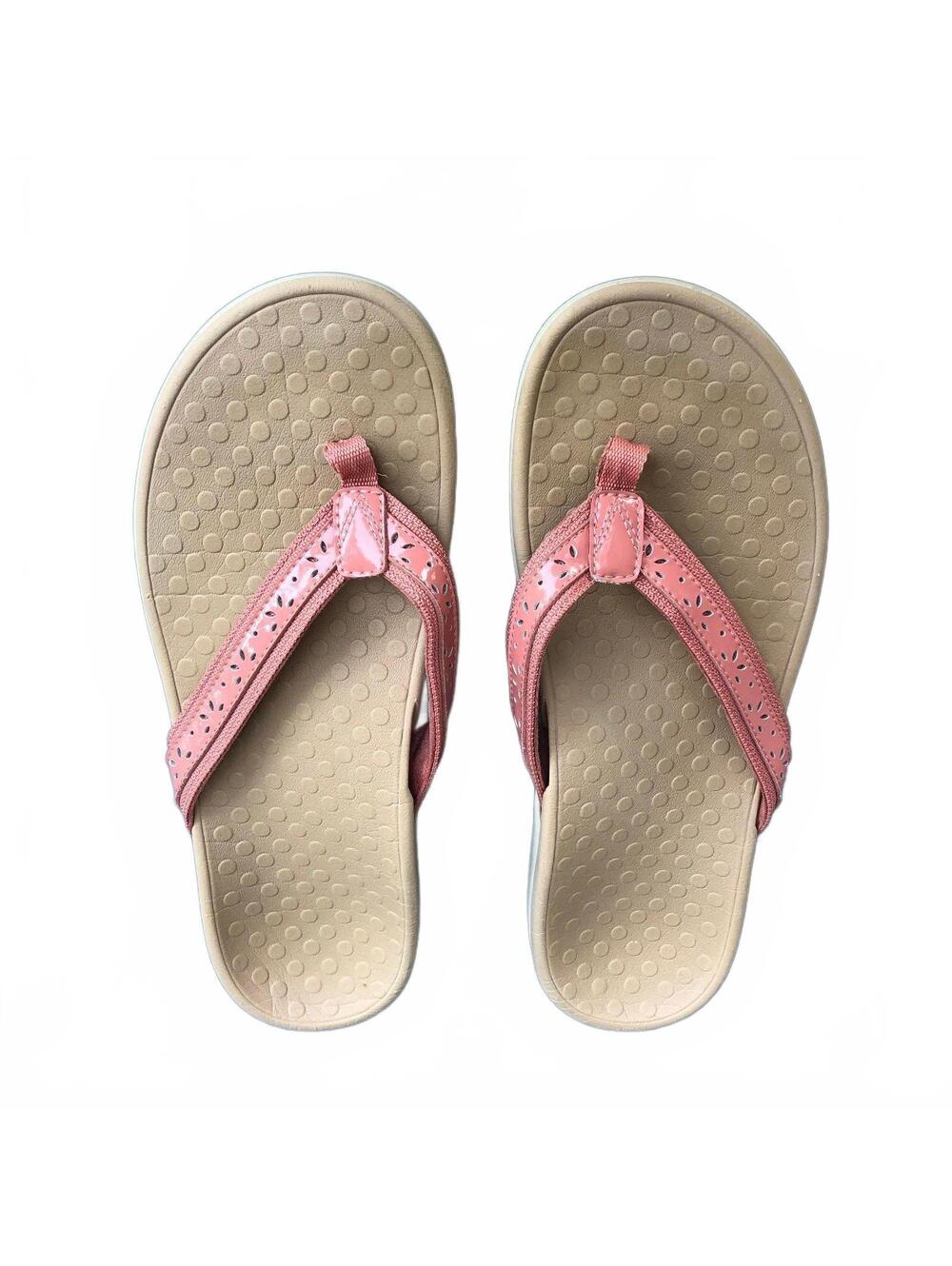 Vionic Casandra Women's Coral Pink Perforated Strap Thong Sandals Size 11